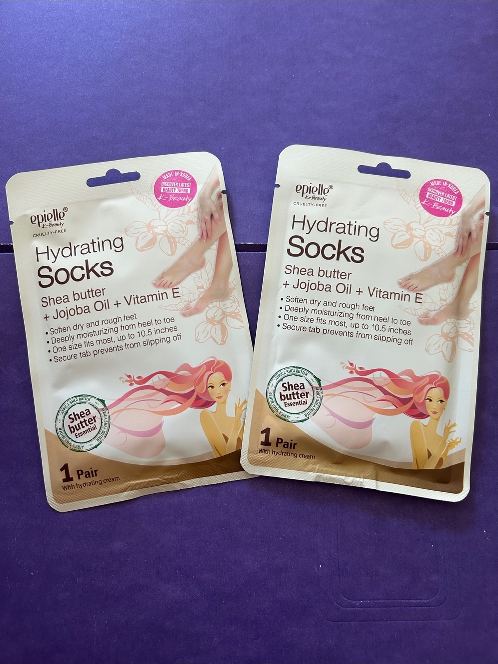 epiello Hydrating Socks Shea Butter 2 packs.  Get your feet summer ready
